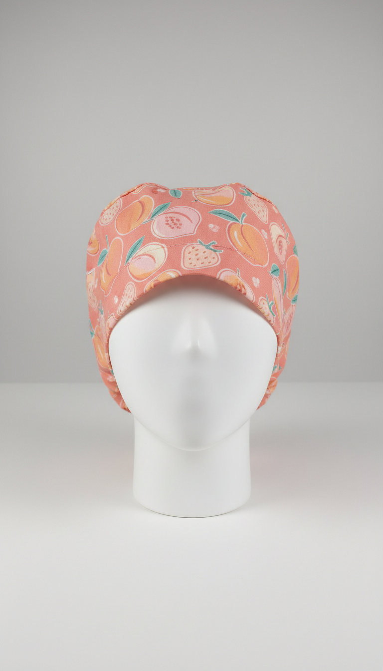 Gorro quirúrgico frutal pastel salmón elástico