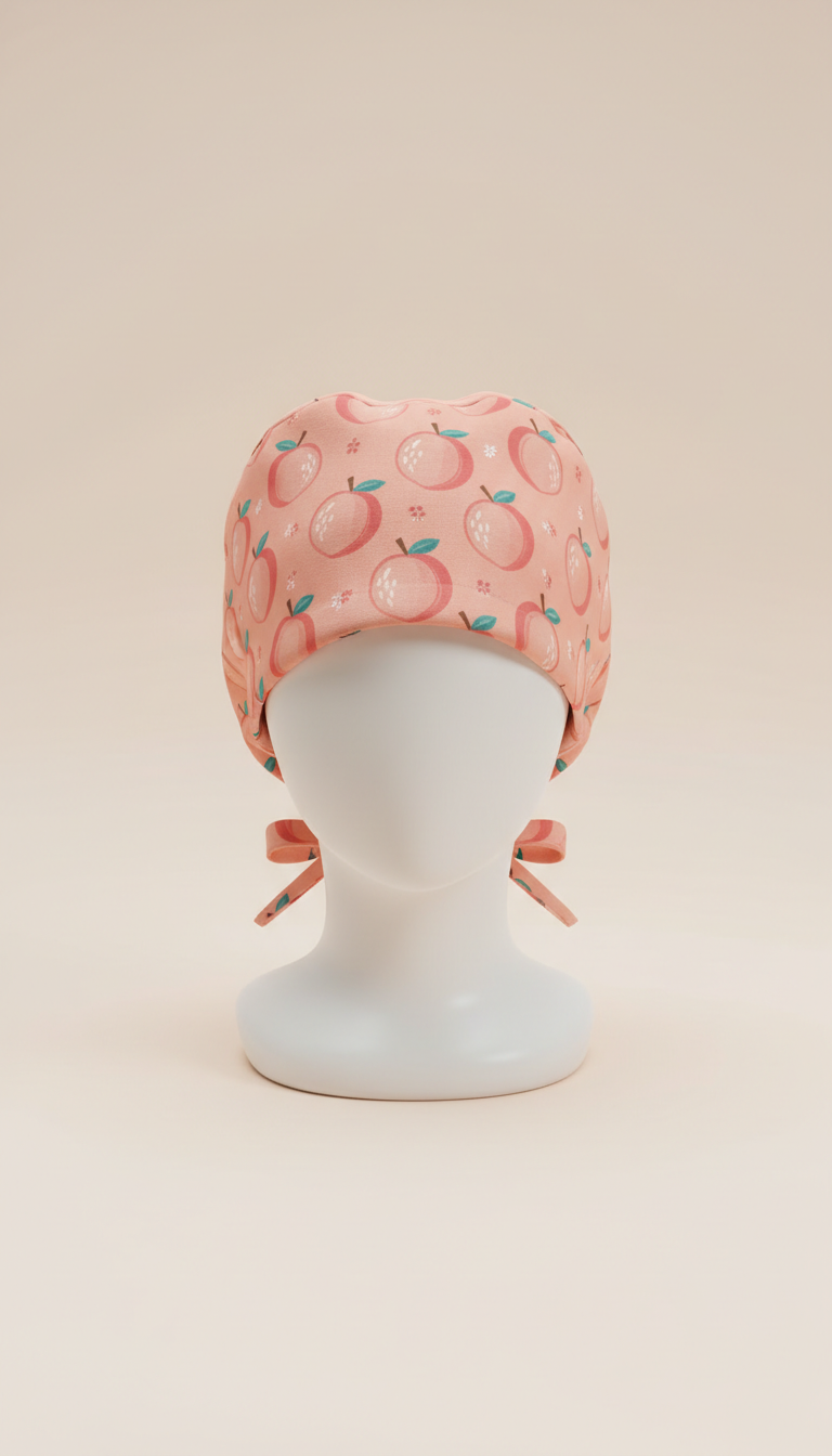 Gorro quirúrgico durazno patrón frutal