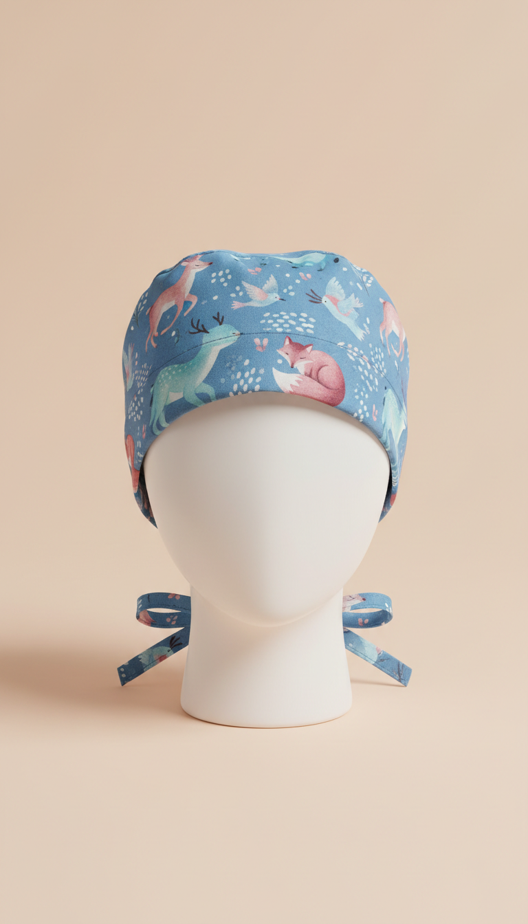 Gorro quirúrgico azul motivos animales